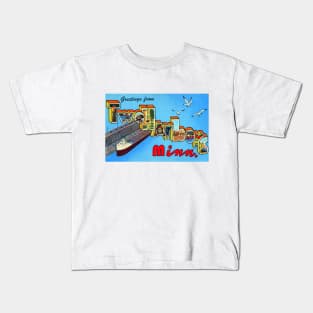 Greetings from Two Harbors, Minnesota - Vintage Large Letter Postcard Kids T-Shirt